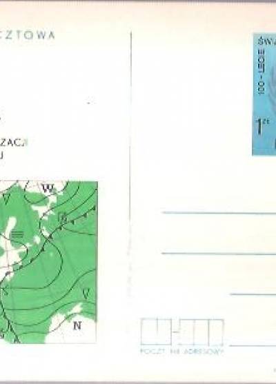 Polska służba hydrologiczno-meteorologiczna członkiem Światowej Organizacji Meteorologicznej (kartka pocztowa, 1973)